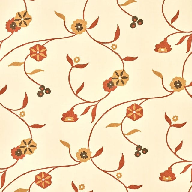 Schumacher Indira Embroidery Fabric in Spice For Sale