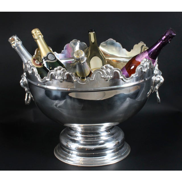 Large Vintage Silver-Plated Punch Bowl from Monteith, 1980s For Sale - Image 3 of 18