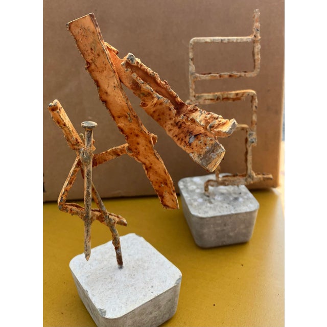 Contemporary Contemporary Original Abstract Small Metal Sculptures on Stand -A Pair For Sale - Image 3 of 5