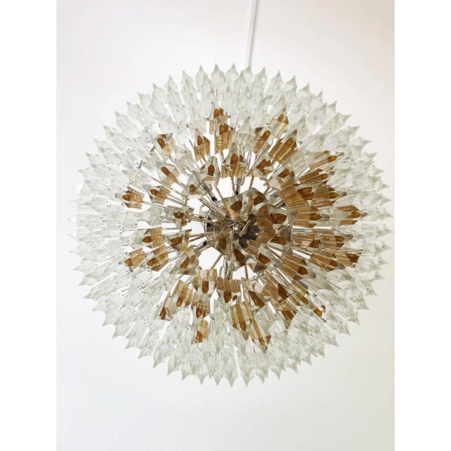 Early 21st Century Large Clear and Amber Triedro Murano Glass Chandelier For Sale - Image 5 of 8