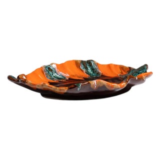 1960s France Burnt Orange Ceramic Platter For Sale