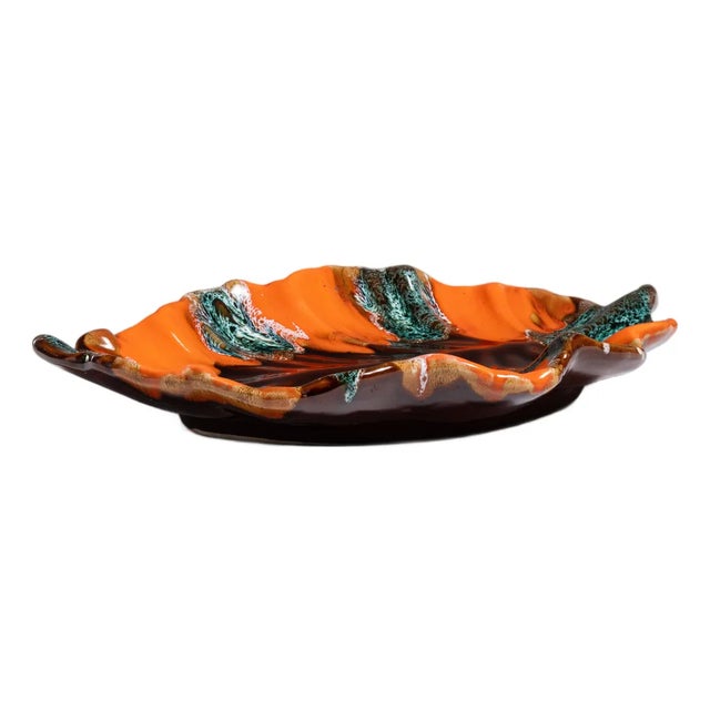 1960s France Burnt Orange Ceramic Platter For Sale