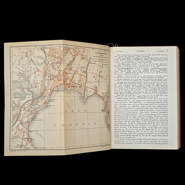 1900 - 1909 Antique Travel Book, Baedeker’s Northern Italy, Maps, Guide, Edwardian, c.1903 For Sale - Image 5 of 12