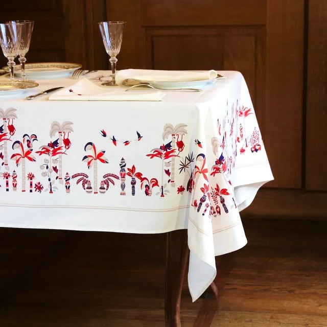 Textile Rectangular Baba À La Grenade Tablecloth for 6 People in Cotton and Linen from Alto Duo For Sale - Image 7 of 11
