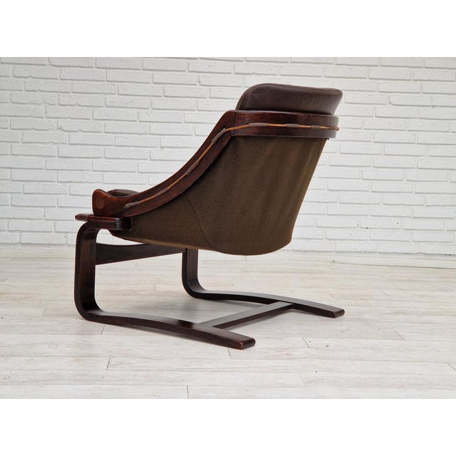 Brown Leather Lounge Chair by Ake Fribytter for Nelo Sweden, 1970s For Sale - Image 10 of 18