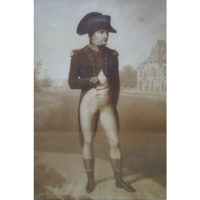 Antique Napoleon Bonaparte 1769-1821 First Consul at Malmaison Print Burl Frame For Sale - Image 4 of 9