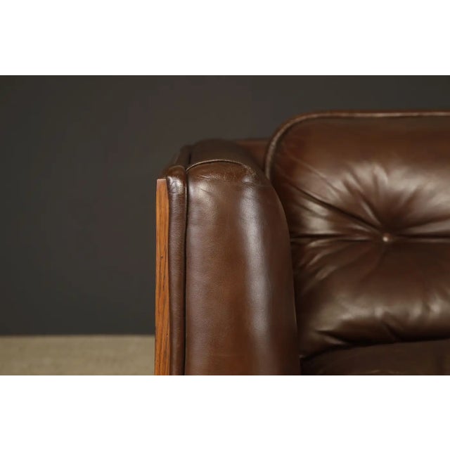 Warren Platner Walnut and Leather Floating Case Sofa for Lehigh Leopold, C. 1970 For Sale - Image 9 of 17