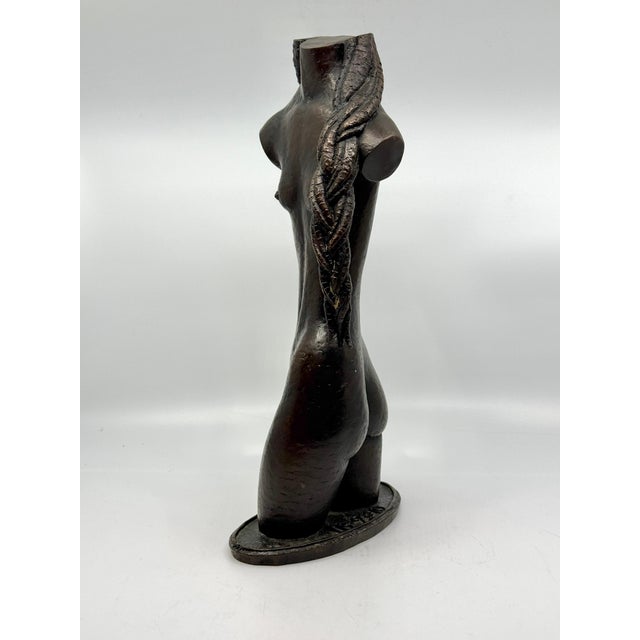 Bronze Sculpture Nude Woman with Cornrows Monogrammed Dated 93 For Sale - Image 11 of 17