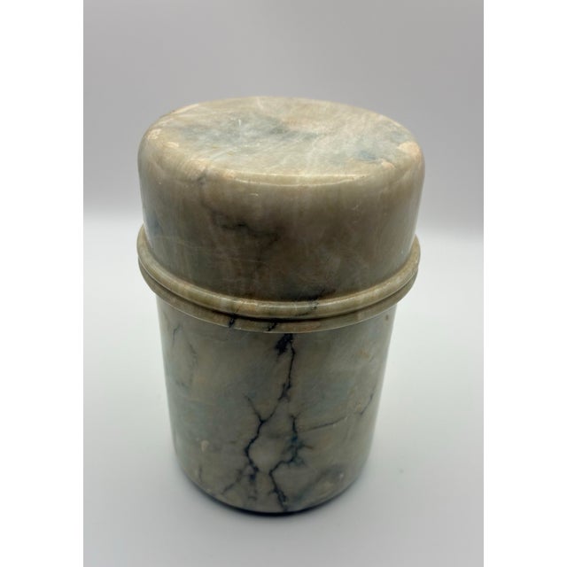 Italian Carved Blue Onyx Lidded Stone Container | Mid-Century Style For Sale In Dallas - Image 6 of 7