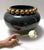 1950s Dark Grey / Green Lacquered Ceramic Vase with Pure Gold Pearls, Italy, 1950s For Sale - Image 5 of 11