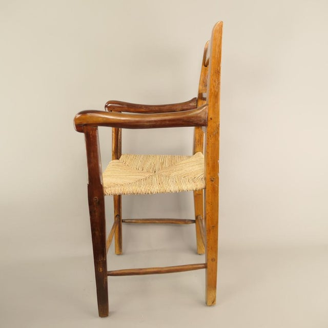 Rural Cherry Wood and Straw Armchair, France, 1840s For Sale - Image 5 of 10