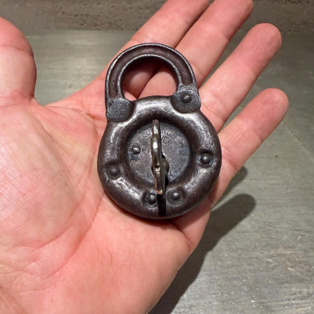 Antique "Pancake" Style Lever Padlock, Edwards 6-Lever Padlock For Sale In San Diego - Image 6 of 8