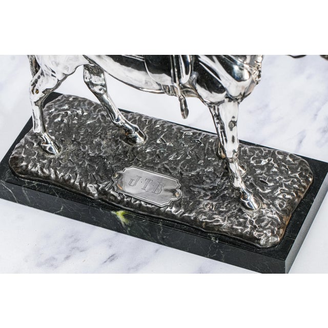 Silver Early 20th Century Silverplate Antique Horse Equestrian Statue Sculpture Trophy Marble Base For Sale - Image 8 of 17