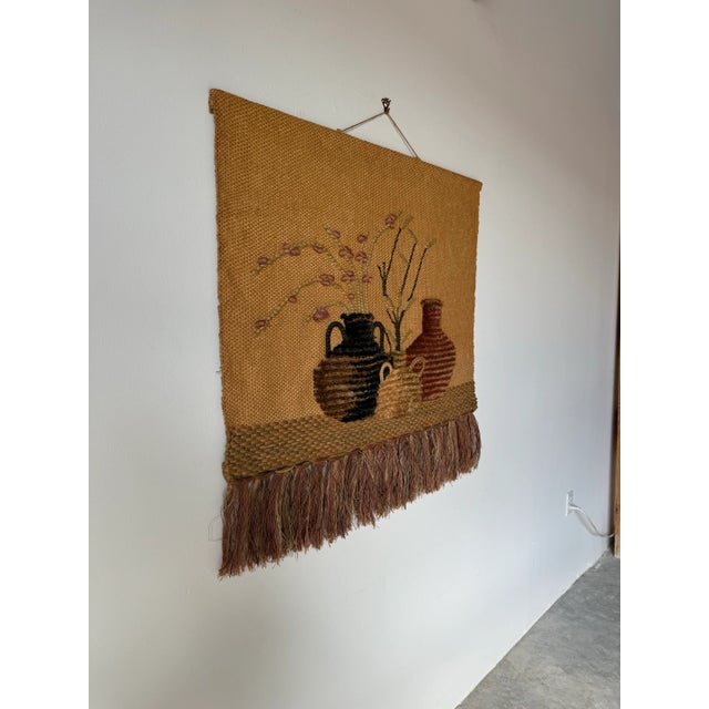 Available for sale this beautiful Large Vintage organic boho - chic mixed media fiber art wall hanging tapestry. This...