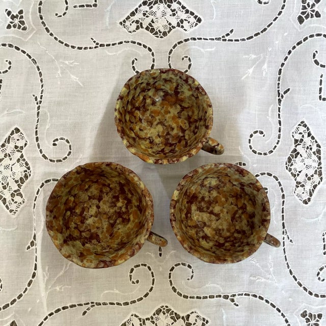 Antique Splatterware Teacups- Set of 3 For Sale - Image 4 of 5