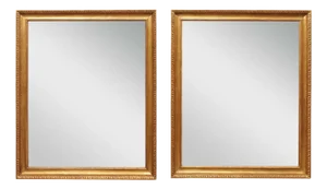 Pair of Late 20th Century Carved-Wood Mirrors, Gold Frame With Egg-And-Dart & Lamb's Tongue Trim