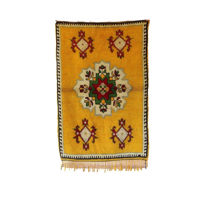 Yellow Small Vintage Yellow Moroccan Rug 3x5 Ft For Sale - Image 8 of 8