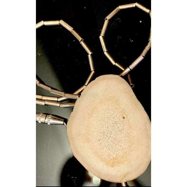 Native American Mid 20th Century Bone Pendant Inlaid With Very Clean Robins Egg Blue Turquoise Stone on Liquid Silver Chain For Sale - Image 3 of 3