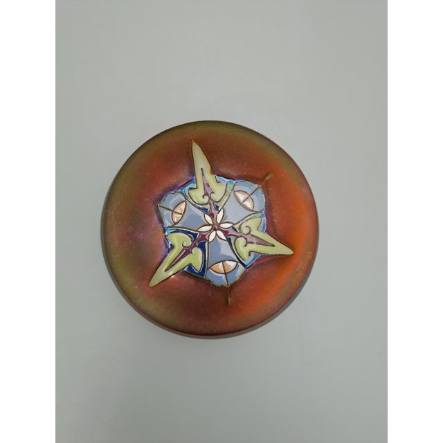 Art Nouveau Lustreglazed Box with Iridescent Enamel Decor attributed to Jean Barol, Montieres, France, 1890s For Sale - Image 5 of 5