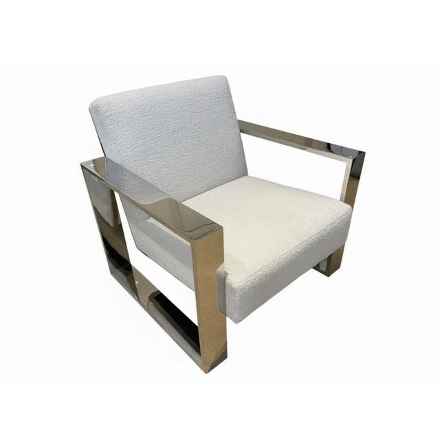 2020s Pair of Matching Berhardt Furniture Milo Baughman Rl Style Cantilever Chome Lounge Chairs For Sale - Image 5 of 9