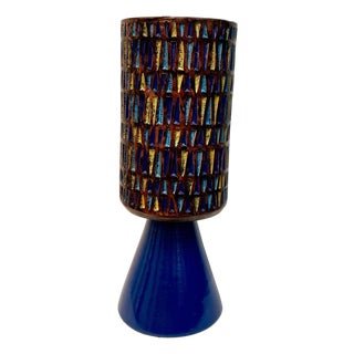 Large Italian Geometric Glazed Ceramic Vessel, 1960s For Sale