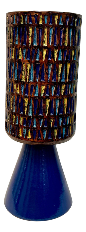 Large Italian Geometric Glazed Ceramic Vessel, 1960s
