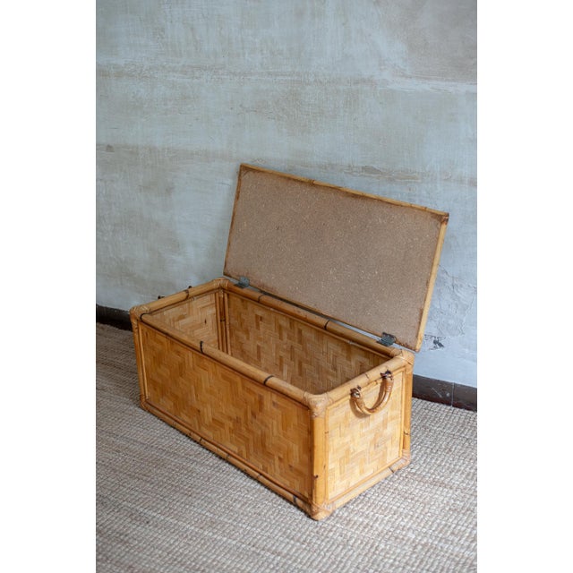 Wood Vitage Bamboo Storage Trunks, 1980s, Set of 2 For Sale - Image 7 of 12