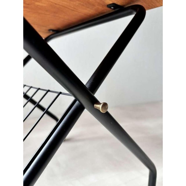 Vintage Scandinavian Reading Trolley in Teak, Metal, and Brass, 1960s For Sale - Image 6 of 10