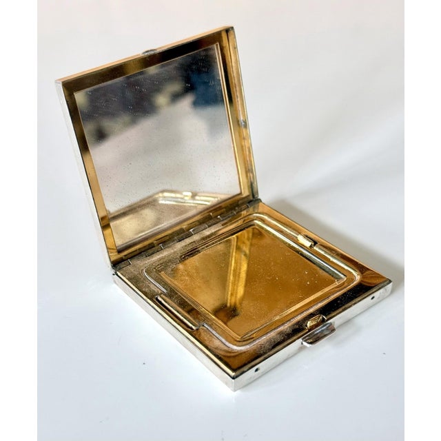 French Art Deco Sterling Silver with Gemstone Rosetta Compact Case by Cartier For Sale - Image 14 of 17