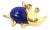 Vintage Lapis & Emerald 18k Yellow Gold Rhino Pin Brooch For Sale