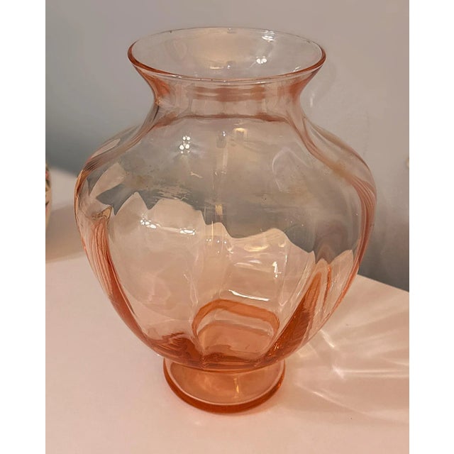 Vintage 1930's Pink Depression Glass Vase For Sale - Image 4 of 8