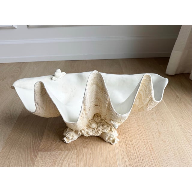 Plastic Rare Vintage Winterthur Museum Giant Clam Shell Centerpiece Bowl on Coral Base For Sale - Image 7 of 10