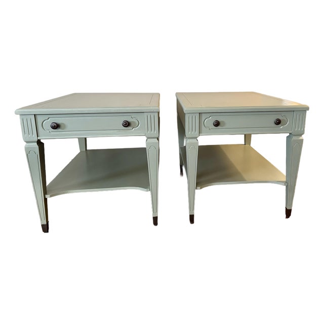 Mid 20th Century Mersman Single Drawer End/BedsideTables in Country Green, a Pair For Sale