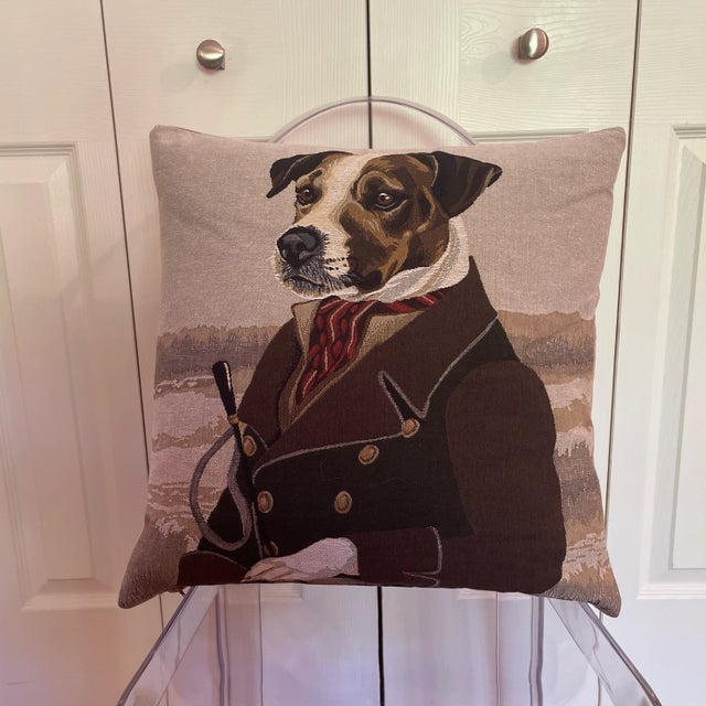 Aristocratic Hunting Dog Tapestry Pillow For Sale - Image 6 of 6