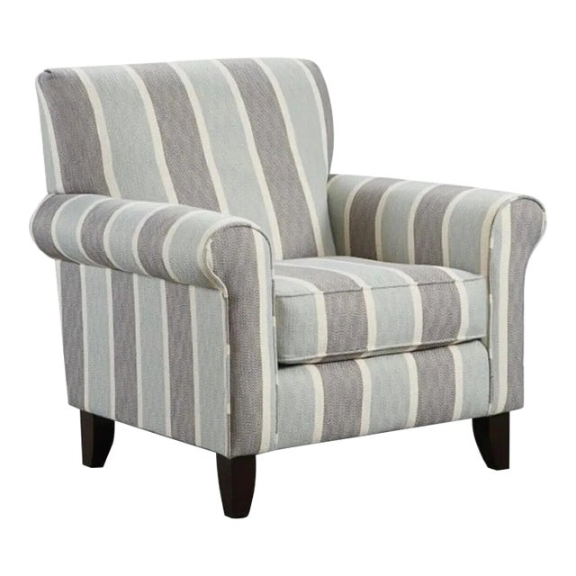 Southern Home "the Grande Mist Lifes a Beach Chair" Gray and Seafoam Fabric For Sale