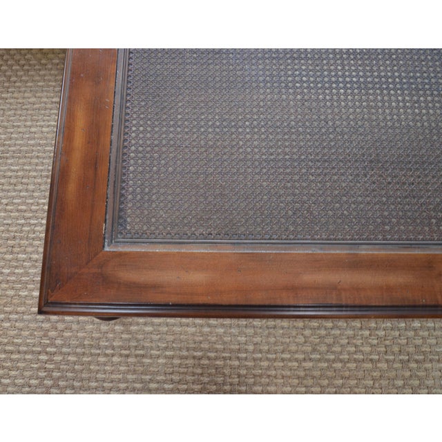 Ethan Allen Caned Coffee Table With Glass Top & Brass Casters Chairish