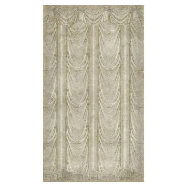 Vintage Style Grey Draped Decorative Panoramic Wallpaper in Paper For Sale - Image 5 of 6
