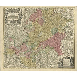 Antique Map of Part of Germany by M. Seutter, 1730 For Sale