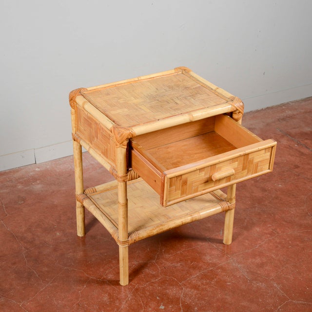 Wood Vintage Bamboo Bedside Table, 1970s For Sale - Image 7 of 9