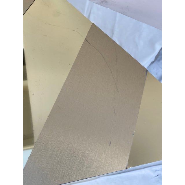 Paul Evans Style Mid-Century Modern Gold Cityscape Triangular End Side Table For Sale - Image 9 of 11