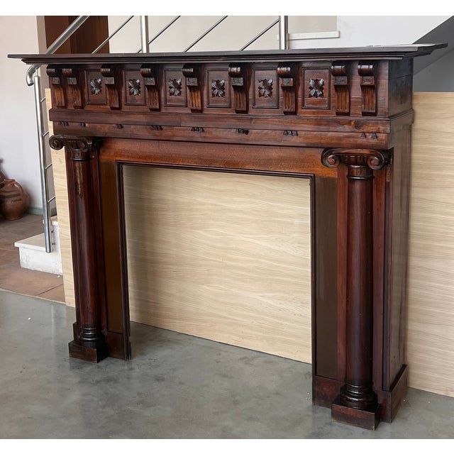 Late 19th Century Late 19th Edwardian Style Oak Fire Mantel, Spain For Sale - Image 5 of 11