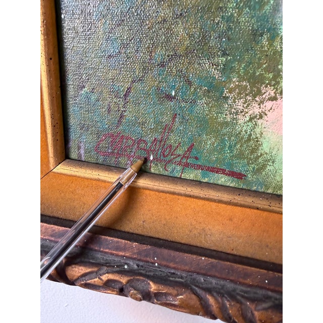 1970’s Julio Carballosa (Cuban–American, 1919–2012) Tropical Palm Landscape Oil on Canvas Painting, Framed For Sale - Image 10 of 12