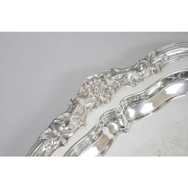 Silver Vintage Fb Rogers 7734 Silver Plated Scalloped Round Salver Serving Platter Tray For Sale - Image 8 of 13