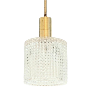 1960s Mid-Century Scandinavian Crystal Glass & Brass Pendant/Ceiling Light by Carl Fagerlund for Orrefors,