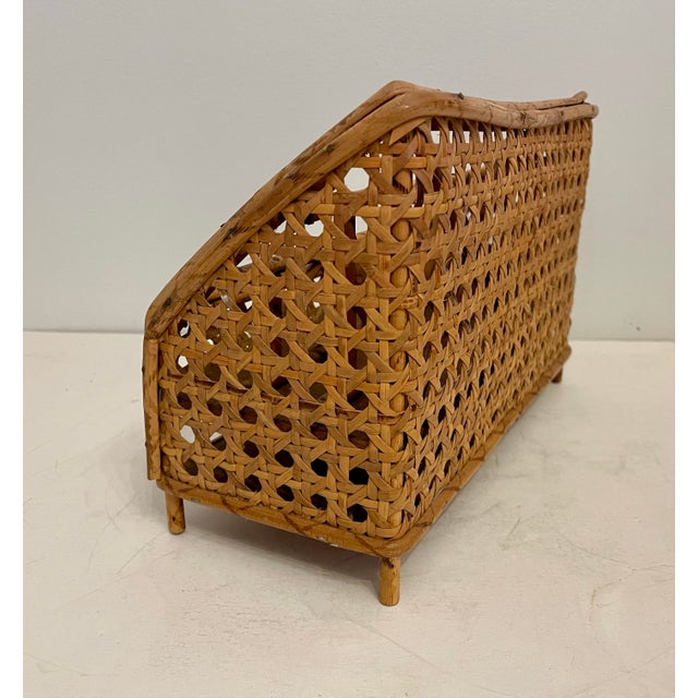 Vintage Rattan Caned Letter Holder Desk Organizer For Sale In New York - Image 6 of 9
