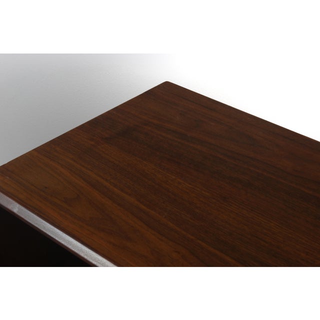 1960s Small Credenza Record Cabinet by Founders in Walnut with Cork Front For Sale - Image 5 of 9