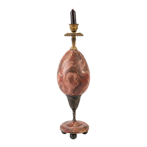 Baroque Curiosity Cabinet Faux Rouge Marble Hand Painted Faux Ostrich Egg Candelholder