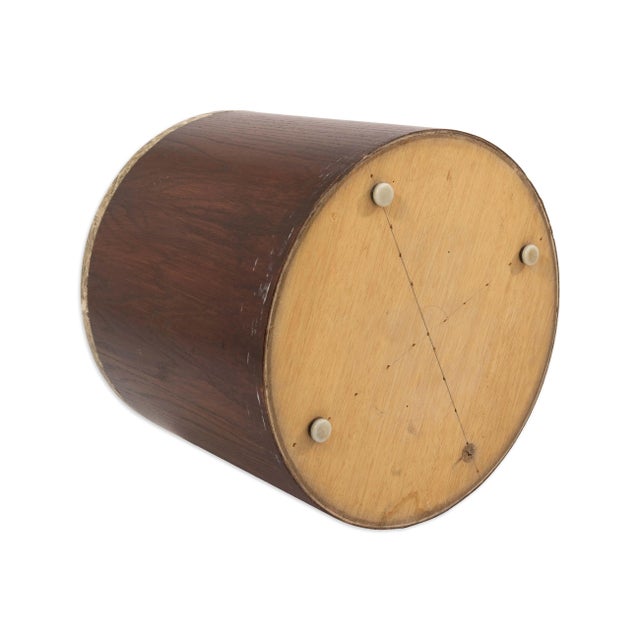 Late 20th Century Pair of Gio Ponti Style Granite and Wood Barrel Shaped End Tables For Sale - Image 5 of 6