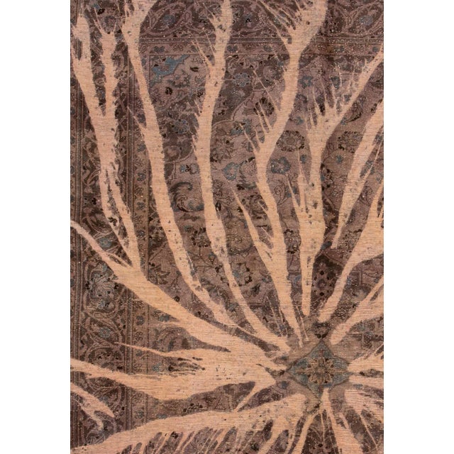 Mid 20th Century Vintage Persian Overdyed Handmade Brown Abstract Wool Rug For Sale - Image 5 of 7
