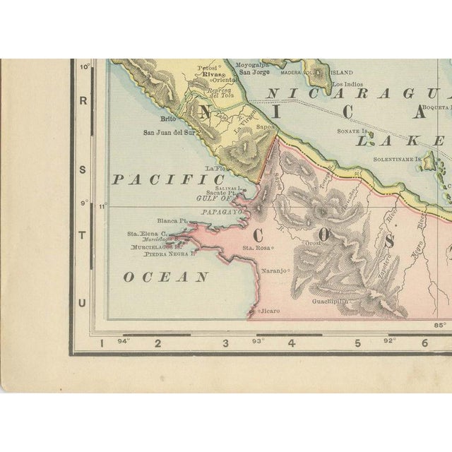 Black Antique Map of Central America with Proposed Nicaragua Canal, 1899 For Sale - Image 8 of 12